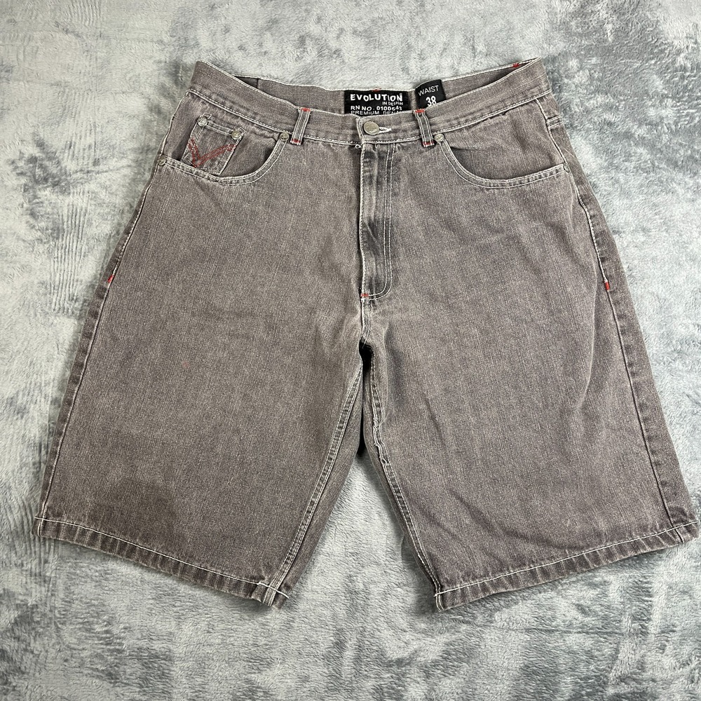 Vintage Evolution In Design Bermuda Shorts Mens 38 Gray Denim Cotton Mid Rise